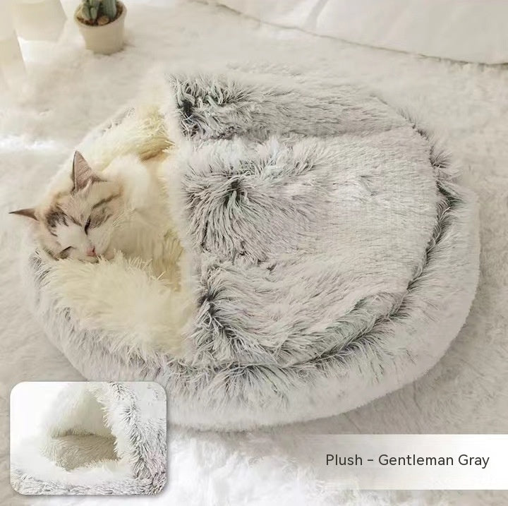 Luxendray™ CozyNest Pro – 2-in-1 Plush Winter Bed for Cats & Dogs