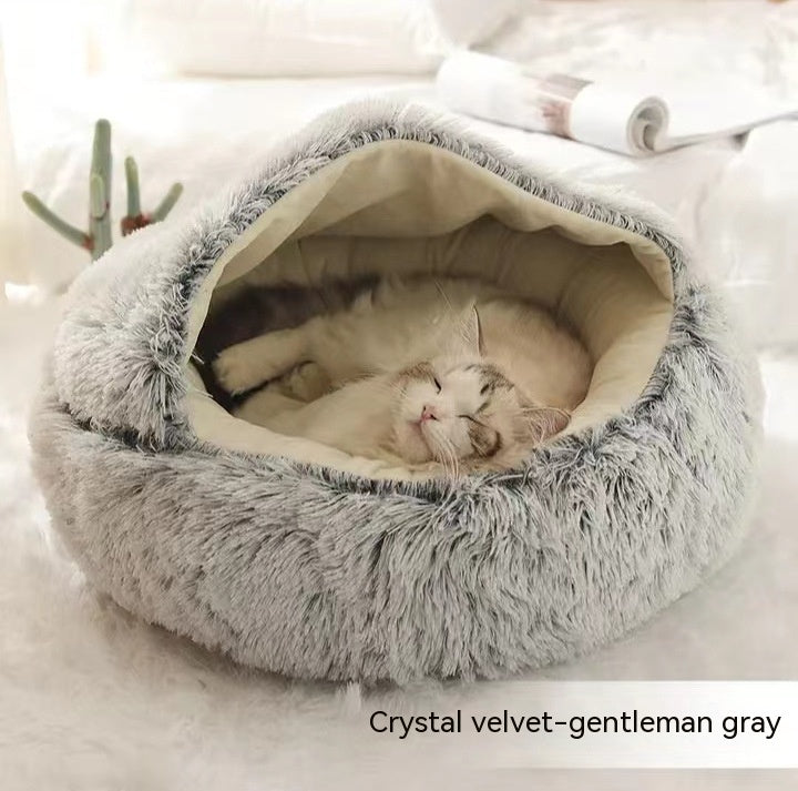 Luxendray™ CozyNest Pro – 2-in-1 Plush Winter Bed for Cats & Dogs