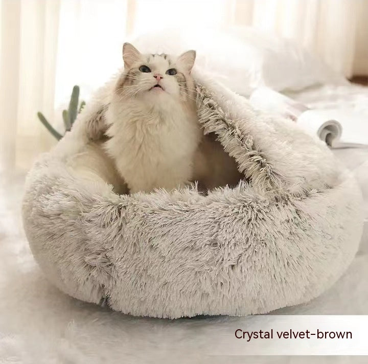 Luxendray™ CozyNest Pro – 2-in-1 Plush Winter Bed for Cats & Dogs