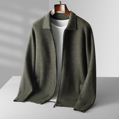 Outer Wear Lapel Thickening Oversized Knit Zipper Cardigan