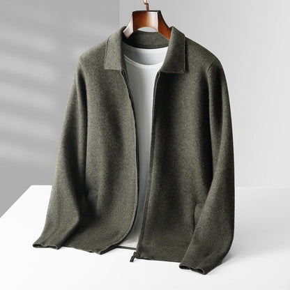 Outer Wear Lapel Thickening Oversized Knit Zipper Cardigan