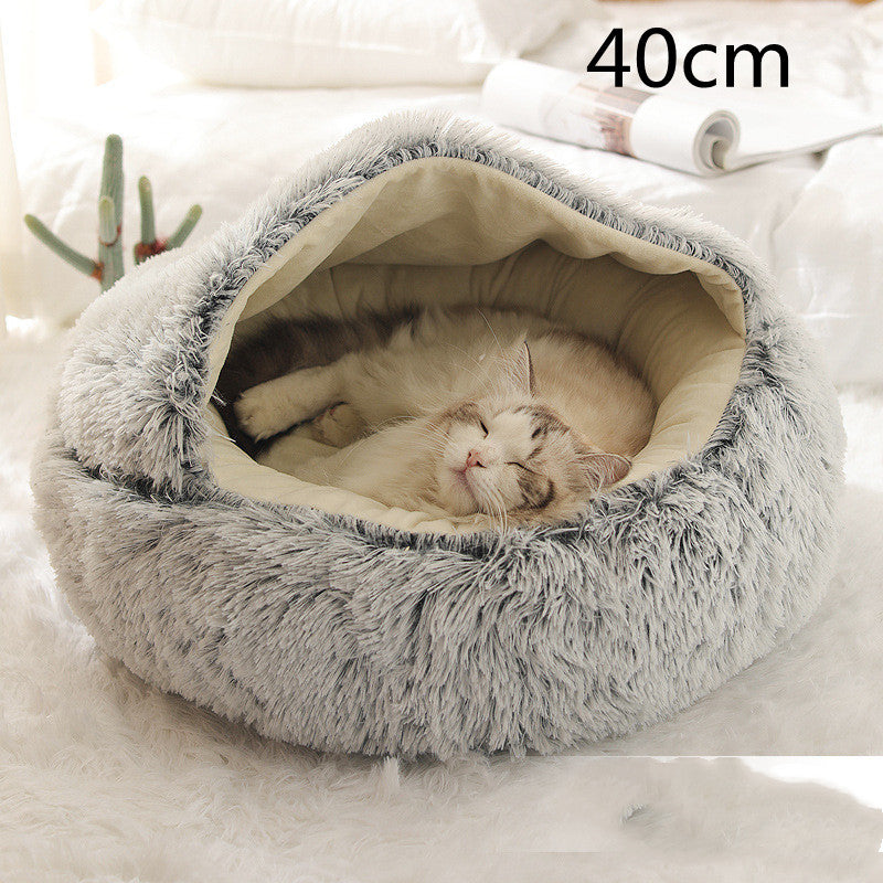 Luxendray™ CozyNest Pro – 2-in-1 Plush Winter Bed for Cats & Dogs